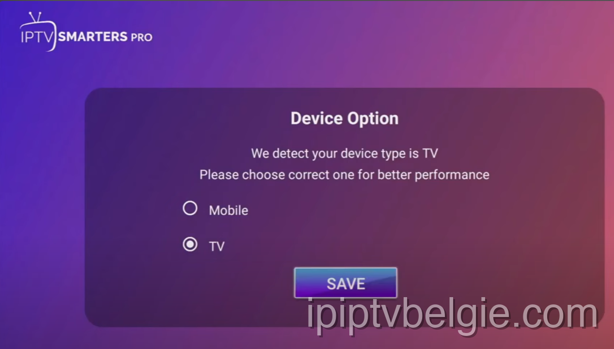 Selecteer Apparaattype voor IPTV op Chromecast