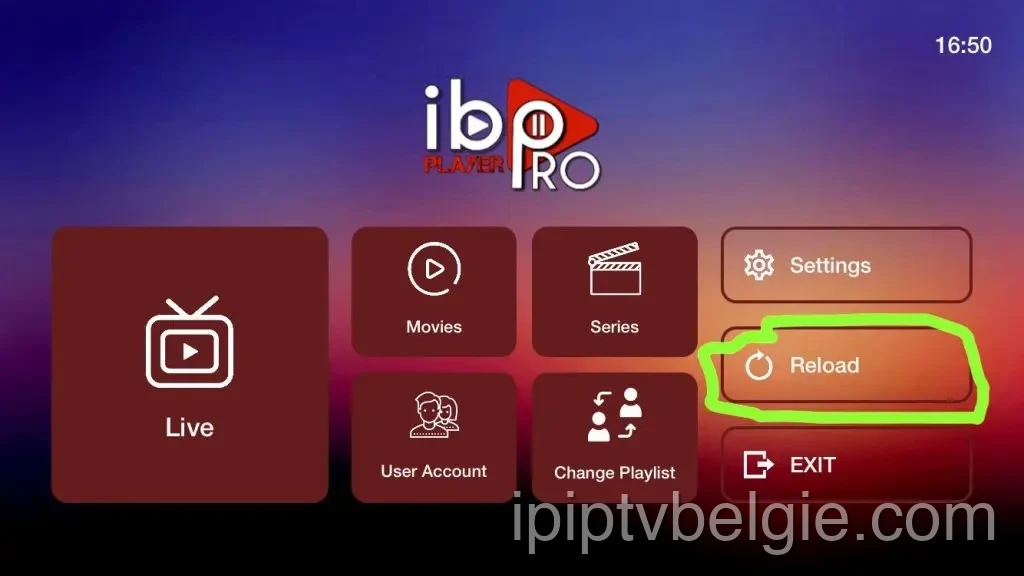 Herlaad en kijk naar IPTV op de app