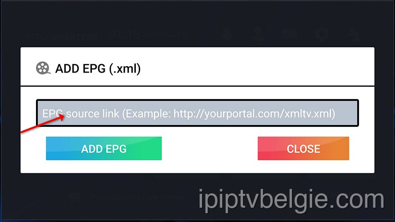2. Voeg EPG Source Link voor IPTV toe aan IPTV Smarters Pro