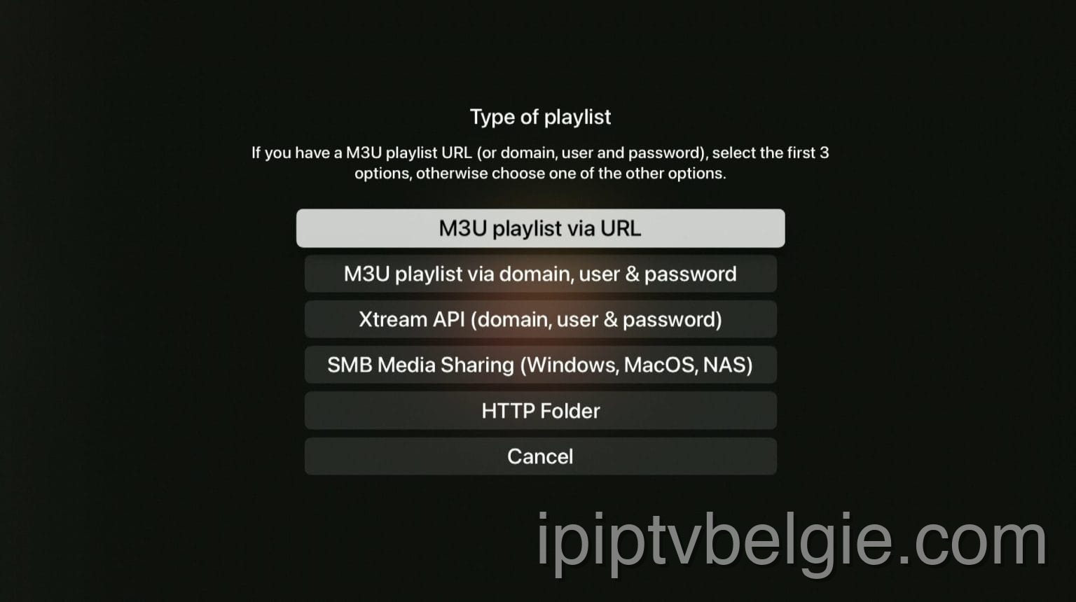 Selecteer Xtream API voor IPTV op IPTVX