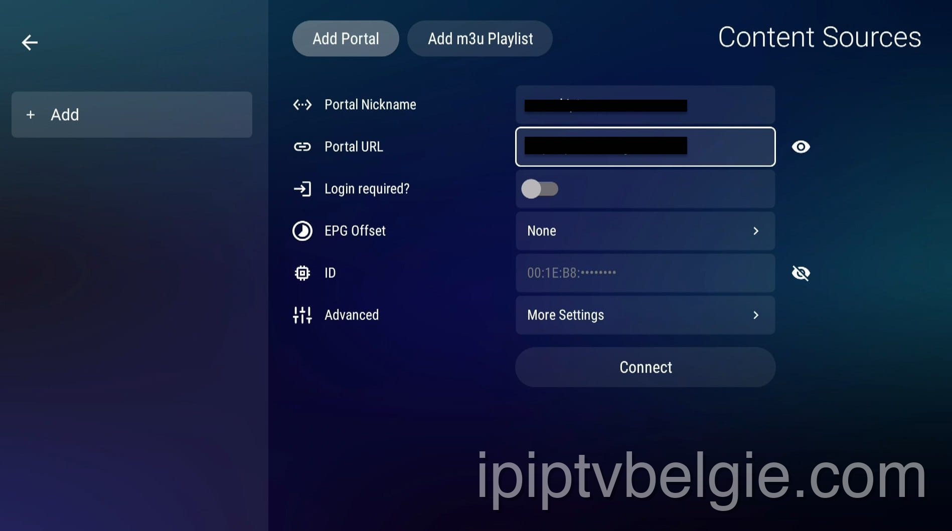 Voer portalgegevens in voor IPTV op Formuler