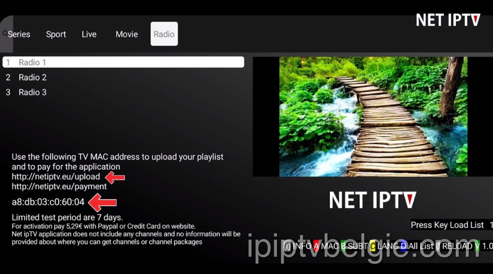 Upload uw M3U-afspeellijst voor IPTV op Net IPTV