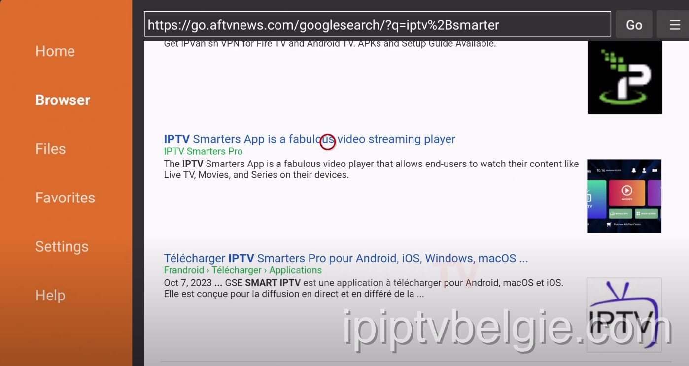Zoek naar IPTV Smarters in Downloader