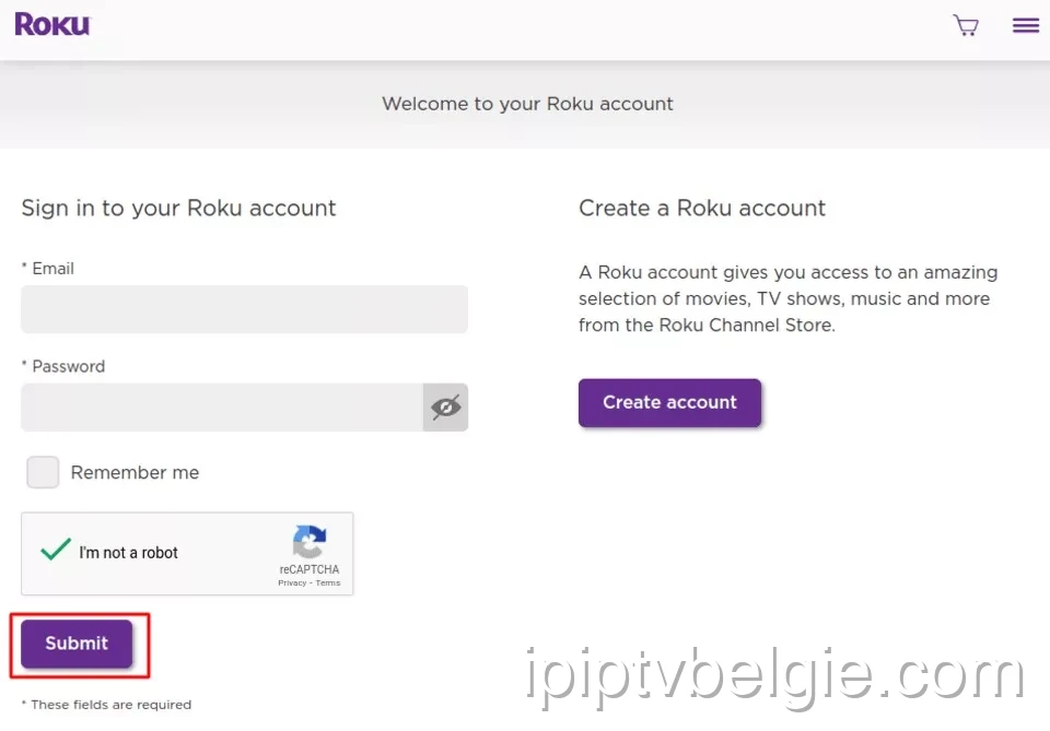 Log in op Roku Online voor IPTV op apparaat