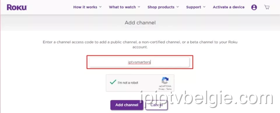 Voer de kanaalcode voor IPTV in op het apparaat