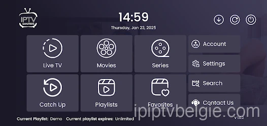 IPTV Smarters-startscherm