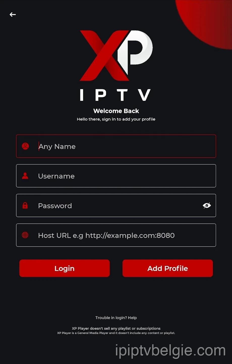 Kies Aanmeldingstype voor IPTV op XP IPTV